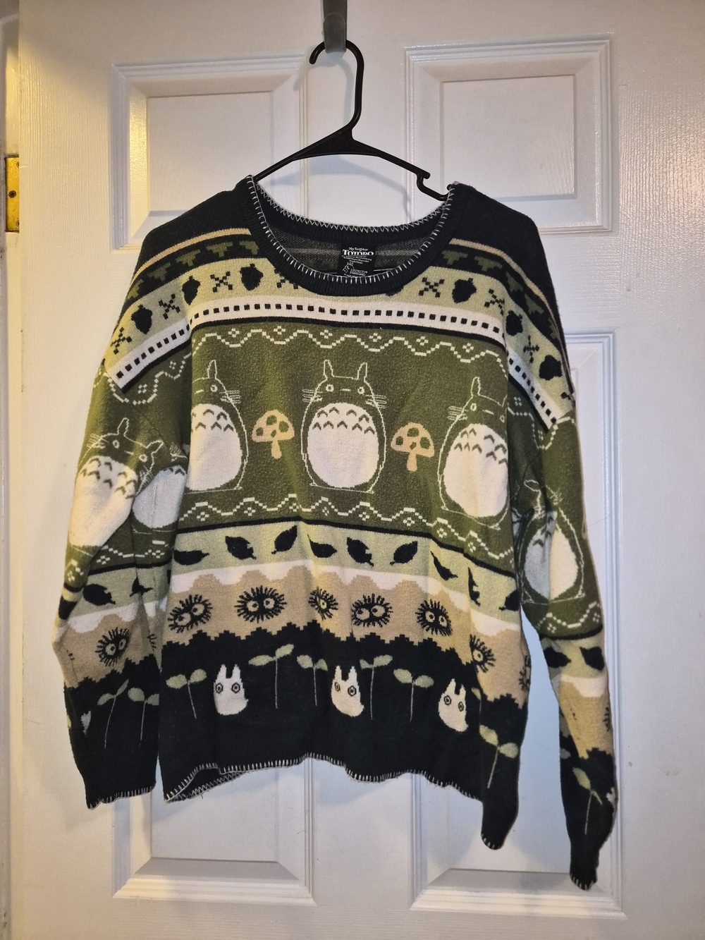 Her Universe Olive, Cream & Black Totoro Knit Crewneck Sweater